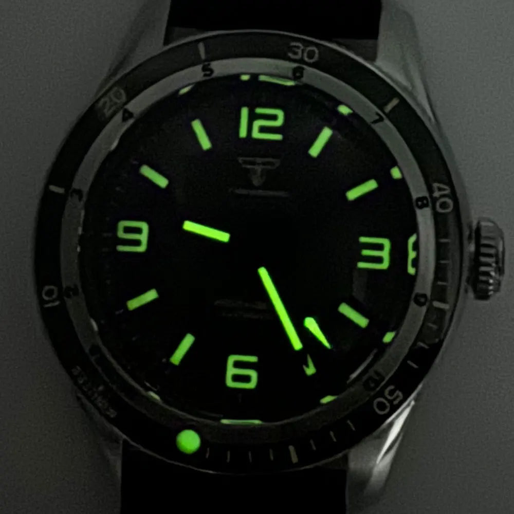 Tandorio NH35A PT5000 Mechanical Men's Watch 20BAR Waterproof Sapphire Luminous Red Black Dial Stainless Steel Bracelet New Clock