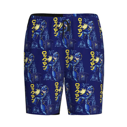 Custom Megaman Video Game Mega Man Short Pajama Pants Men Sleepwear Sleep Lounge Bottom Shorts Sleeping Pants