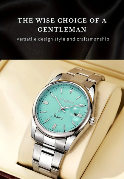 CHRONOS Luxury Men Dress Watches Waterproof Luminous Date Men's Business Quartz Wristwatches Stainless Steel Watch Male Reloj