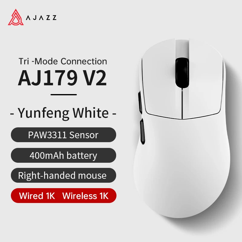 AJAZZ AJ179 PRO Wireless Gaming Mouse PAW3395, 26000 DPI Lightweight RGB Gaming Mouse with Charging Dock, Tri-Mode Ergonomic Mouse for PC & Laptop
