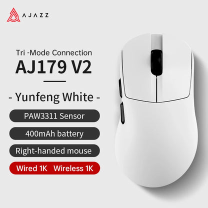 AJAZZ AJ179 PRO Wireless Gaming Mouse PAW3395, 26000 DPI Lightweight RGB Gaming Mouse with Charging Dock, Tri-Mode Ergonomic Mouse for PC & Laptop