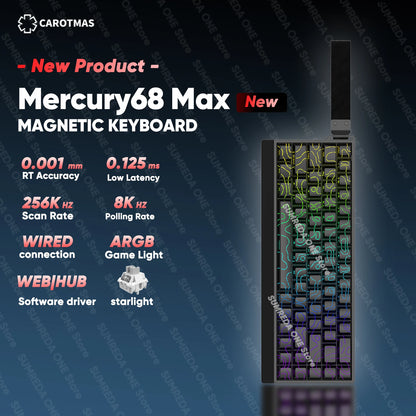IROK Mercury68 Max Magnetic Mechanical Gaming Keyboard, 68-Key Wired 8K Rapid Trigger Keyboard with Hall Effect Switches, Hot-Swappable RGB Gaming Keyboard