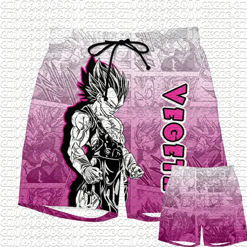2026 Summer Dragon Ball Goku Manga Print Shorts, Breathable Quick Dry, Retro American Style Loose Sports Shorts for Men Women