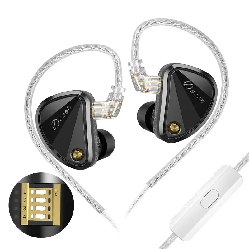 KZ Decet Adjustable Earphones 10 Unit Upgraded Drive Earbuds Hifi Music Replaceable Cable 3D Printing Design 2PIN Cable