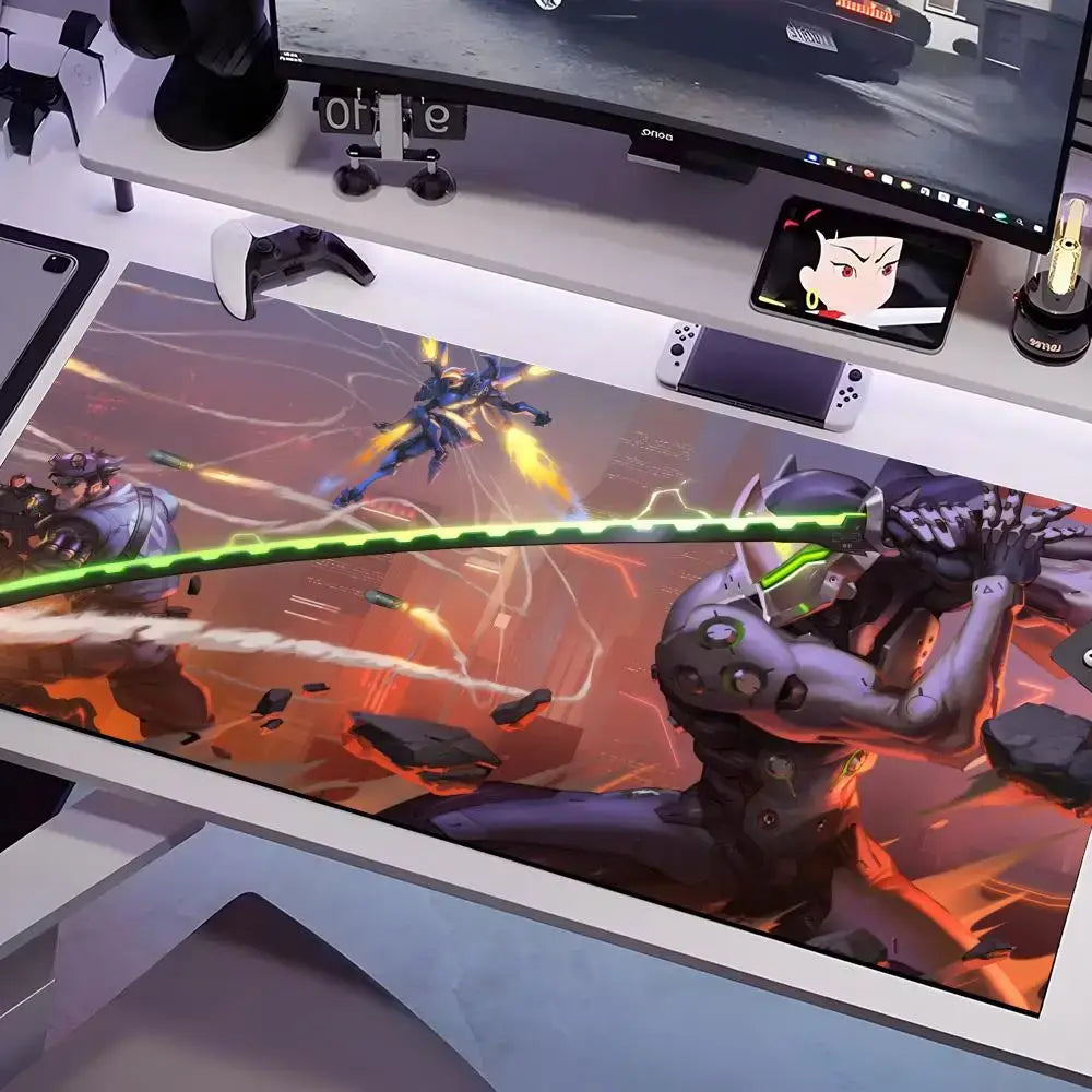 Tappetino mouse Overwatch in più misure, grande e quadrato, per computer, ufficio e gaming, tappetino da tavolo in gomma antiscivolo