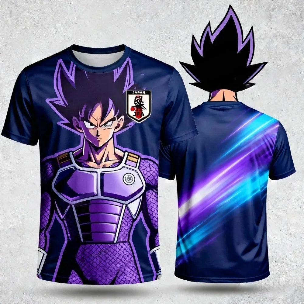 Summer 2026 Dragon Ball 3D T-shirt Oversized Majin Vegeta Blue Lightning Print Breathable Gym Streetwear Unisex Men Women Kids
