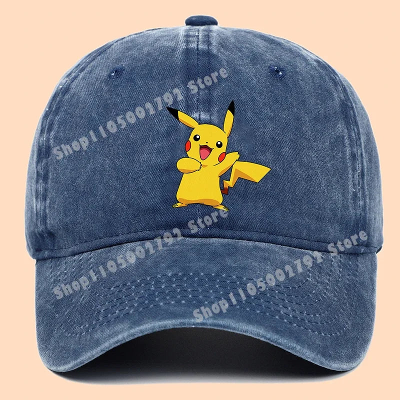 Pokémon-baseballkasketter, Pikachu, kawaii, anime-figurer, solhatte, sommer, udendørs, forældre og børn, solhat, trendy kasket med andetunge, gave