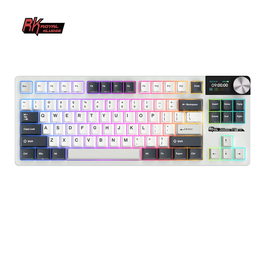 RK ROYAL KLUDGE S85 TFT Color Screen Mechanical Keyboard Tri Mode Wireless 85 Keycaps Hot-Swappable Gamer Keyboard RGB Backlit