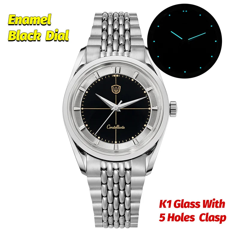 Watchdives WD1954 Classic Black Quartz Watch 36Mm Sandstone Dial VH31 Watch Luminous Waterproof Brushing 316L Steel Luxury Watch