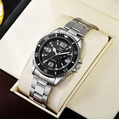 Luxury stainless steel men’s watches – Quartz watch with date display, professional and sporty style, on-trend