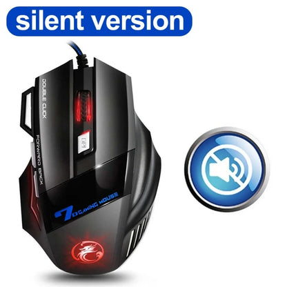 Mouse da gaming cablato per gamer, mouse per computer ergonomico con retroilluminazione RGB silenziosa, LED, 7 pulsanti, USB, per PC desktop