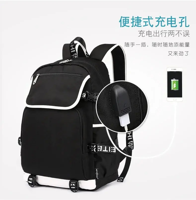 Zaino Fortnites di grande capienza, borsa a tracolla casual con porta USB, unisex, in stile anime, zaino scolastico per studenti, nuovo e alla moda, regalo di cancelleria