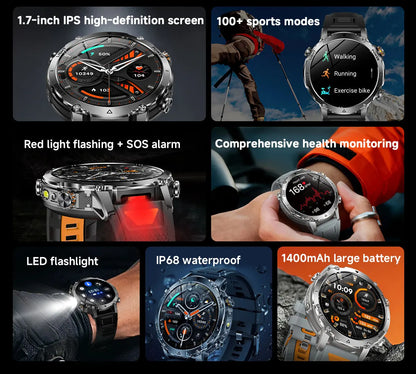2026 TANK Ultra New 1400mAh Big Battery Smart Watch Men GPS path Sport Flashlight BT Call Waterproof Outdoor Military Smartwatch
