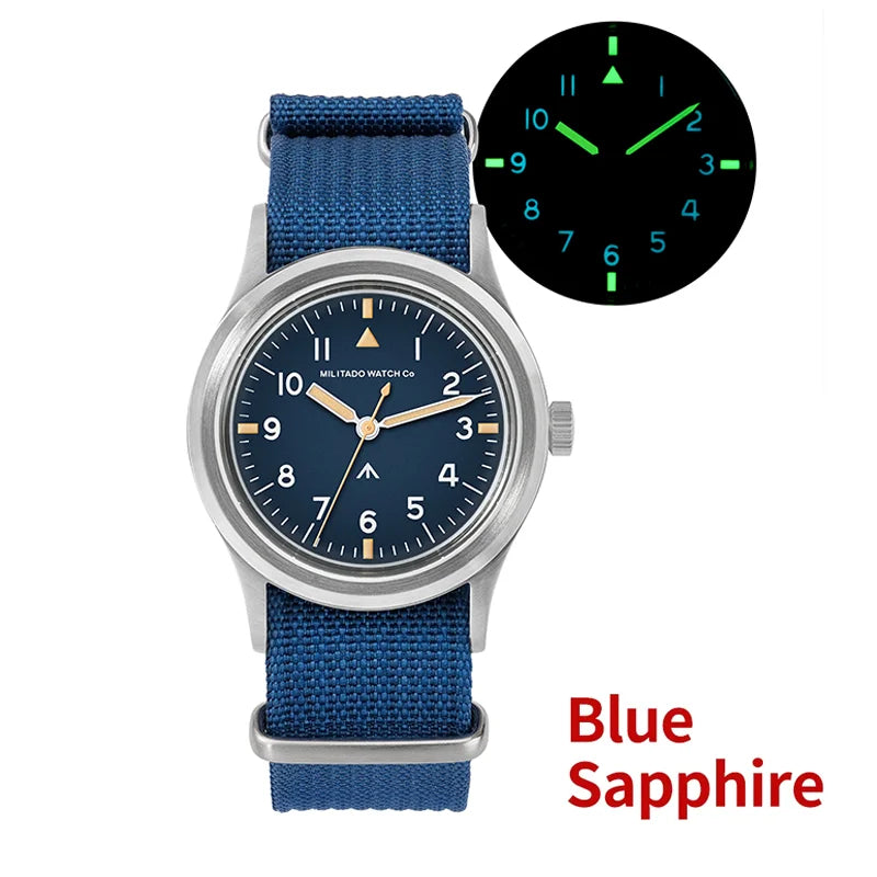 Militado ML14 Quartz Watch Cream Dial VH31/VH65 Sweep Movement Bubble K1/ Sapphire Luminous 36Mm Vintage Watches 100M Waterproof