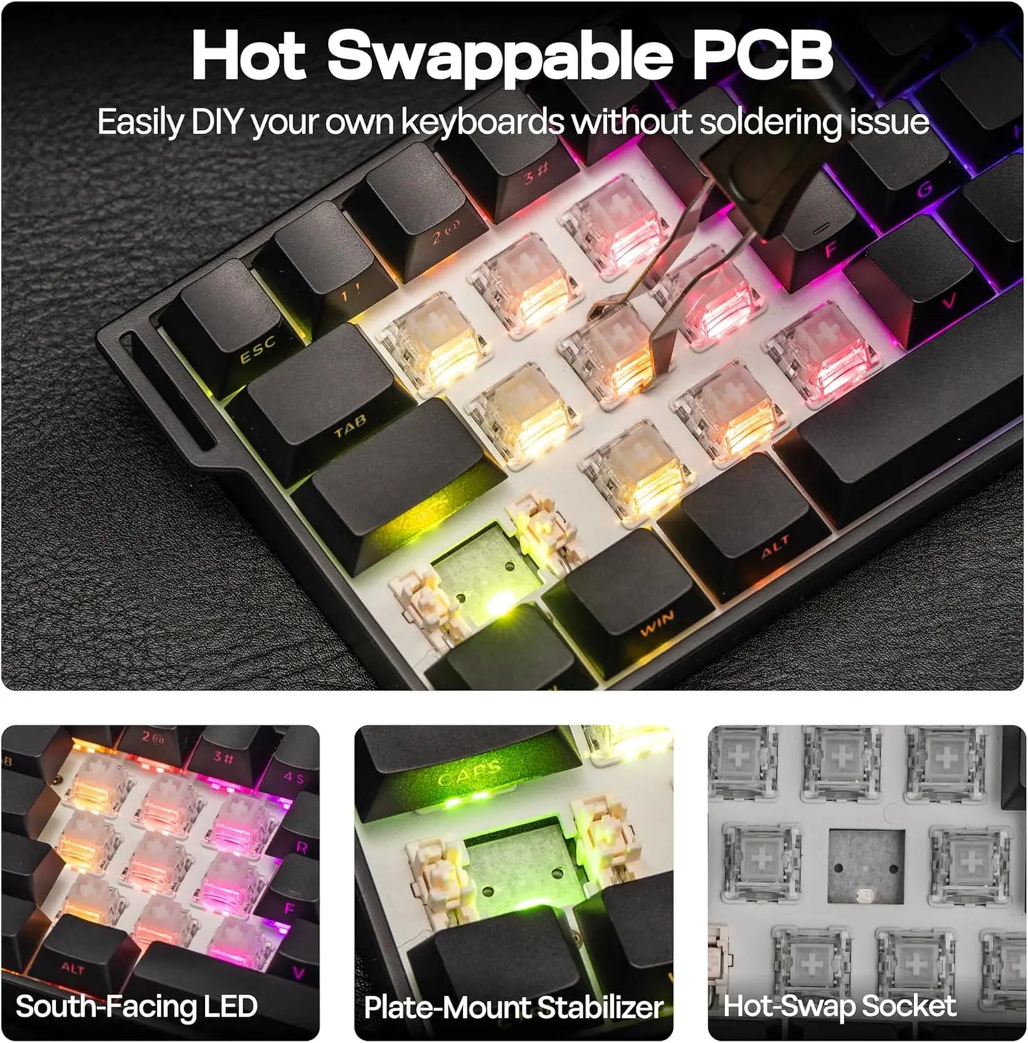 AULA Mini60 HE/Pro/Max Teclado Mecânico 60% com Switches Magnéticos RGB Tri Mode Sem Fios 8000Hz 0.01mmRT para PC Gamer Presentes
