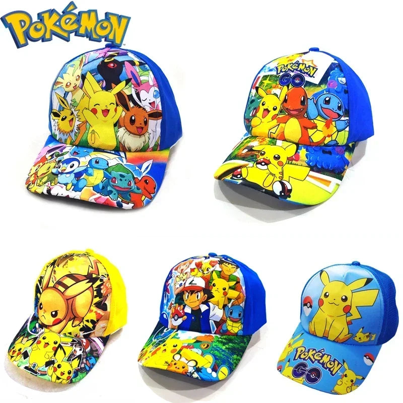 Pokémon Go Anime-figur Pikachu Polyester-baseballkasket med tryk Tegneserie-kasket med skygge Børnedragt Dekoration Fødselsdagsgaver