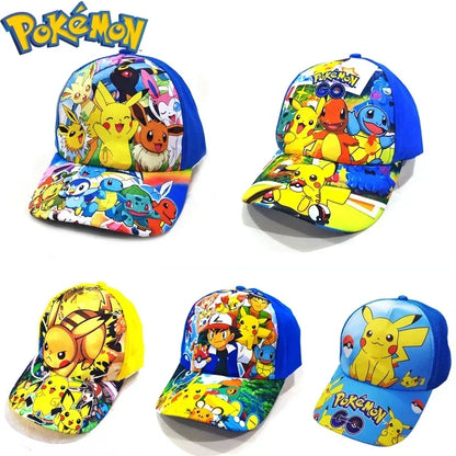 Pokémon Go Anime-figur Pikachu Polyester-baseballkasket med tryk Tegneserie-kasket med skygge Børnedragt Dekoration Fødselsdagsgaver