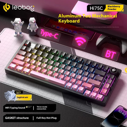 LEOBOG Hi75C Mechanische Tastatur 3Mode/Kabelgebundenes Kit Hot-Swap mit Drehknopf RGB Aluminiumlegierung Gasket Hi75C Tastatur-Kit PC Custom Geschenk