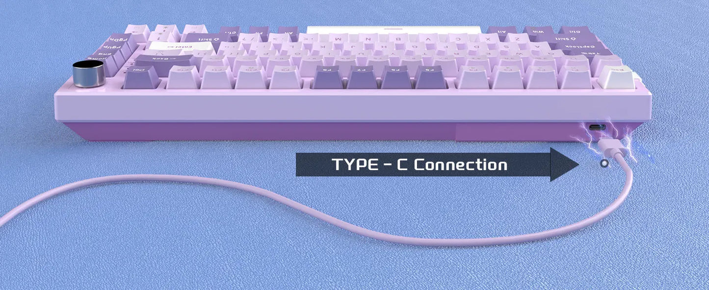 MageGee SKY81 Teclado mecánico gaming 75%, RGB, gasket, hot swappable, con cable, personalizable, sonido cremoso, amortiguación acústica y perilla
