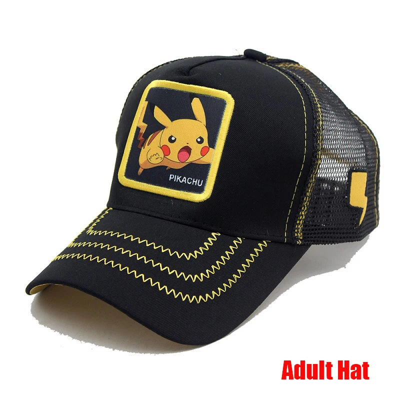 Pokémon-baseballkasket, Pikachu-hat, Pokémon-cosplay-hiphop-kasket til piger, drenge, børn, anime-figurer, legetøj, gave, tegneseriehat