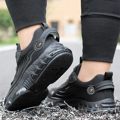 Men Ankle Work Safety Shoes Synthetic Upper Rubber Outsole Anti-Slip Wide Toe Box Anti-impact and Anti-piercing Shoes Men