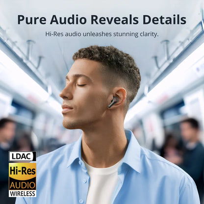 Tronsmart Sounfii NC 2 Wireless Bluetooth Earbuds – Hybrid Active Noise Cancelling (ANC), Hi-Res Audio LDAC, 40H Playtime, AI Call Noise Reduction, Waterproof TWS Earphones