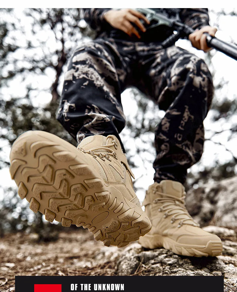 Stivali tattici da combattimento migliorati da uomo per outdoor e campeggio, antiusura, a risposta rapida, scarpe da trekking, pesca e caccia, sneakers da uomo