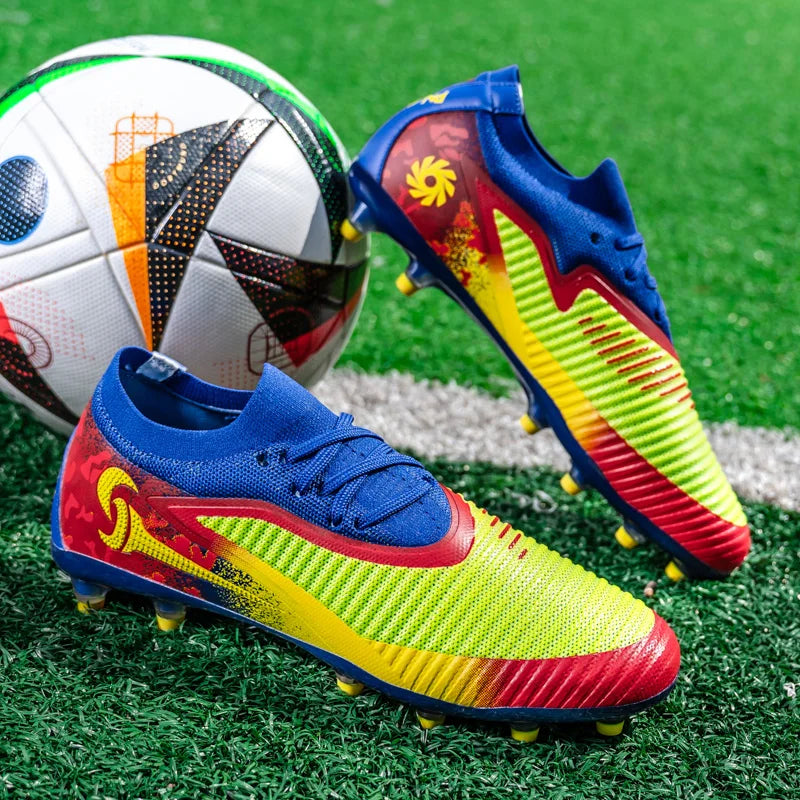 Nouvelles chaussures de football pour hommes, crampons longs antidérapants et respirants pour le sport en extérieur, idéales pour l'entraînement et les matchs, confortables pour adultes