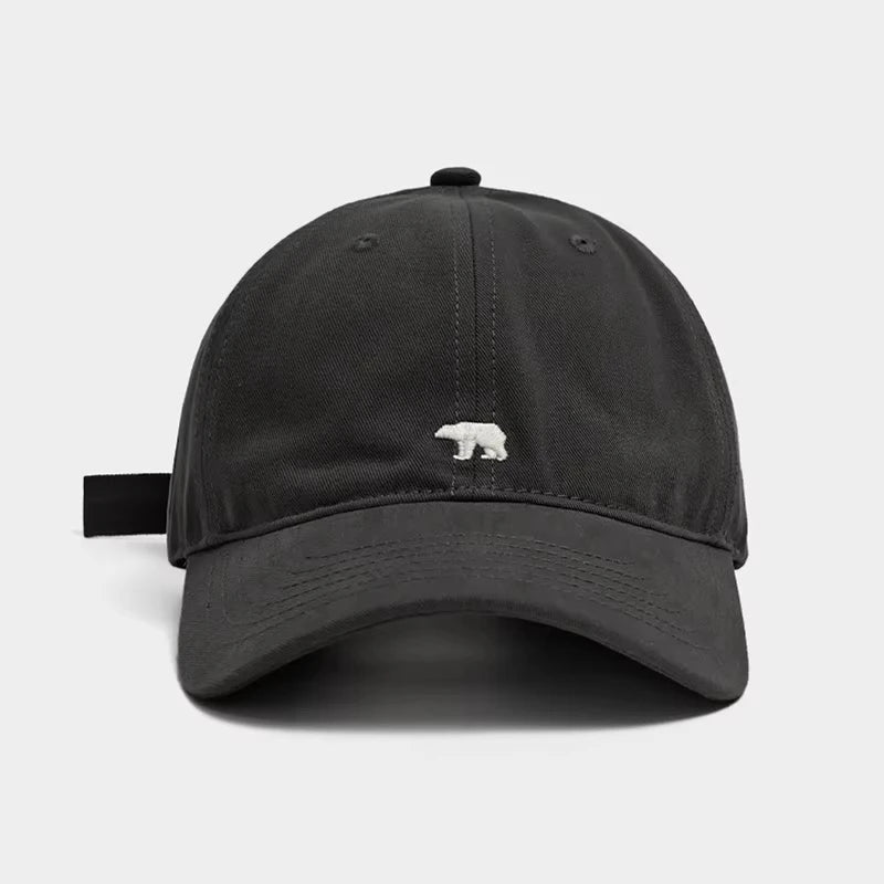 Polar Bear Embroidered Baseball Hats for Men and Women, Wide brims to Show Face, Small Retro Hats, Soft Top Duck Tongue Hats