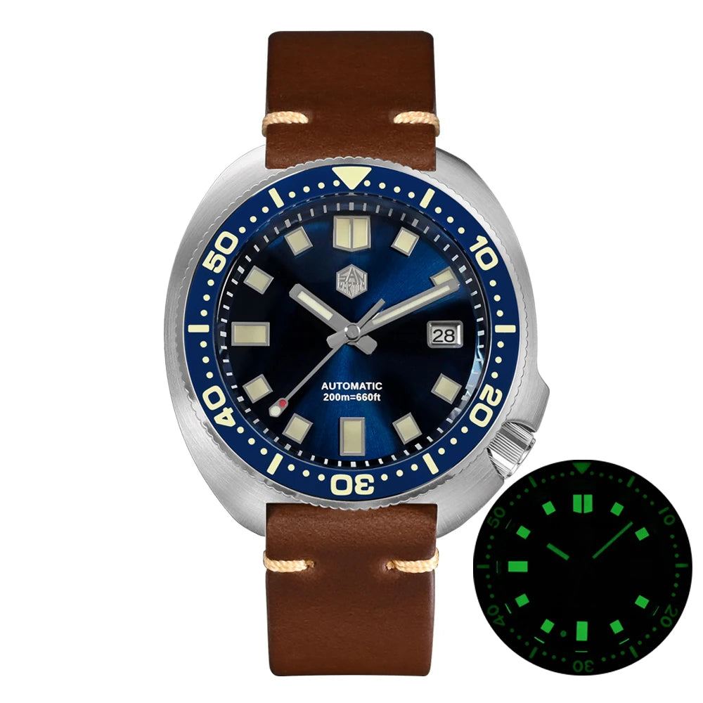 San Martin Turtle Men's Diver Watch 44mm NH35 Automatic Mechanical Wristwatch Sapphire Waterproof 200m Luminous Watches SN0047
