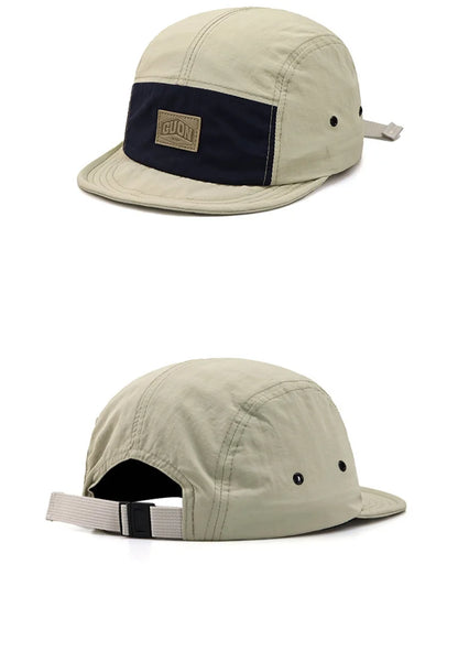 Zomerse, dunne, ademende en sneldrogende baseballpet voor mannen en vrouwen, voor outdooravonturen en bescherming tegen de zon, met korte klep en 5 flappen, geschikt voor wandeltochten