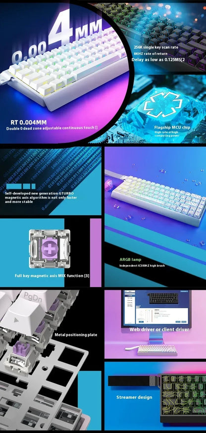 IROK Mercury68 Max Magnetic Mechanical Gaming Keyboard, 68-Key Wired 8K Rapid Trigger Keyboard with Hall Effect Switches, Hot-Swappable RGB Gaming Keyboard