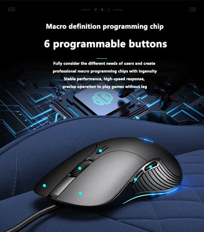 INPHIC B2 USB-Kabelmaus – leise Office- und Gaming-Maus für PCs und Laptops