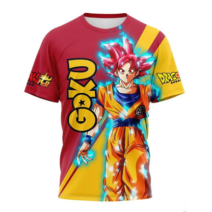 2026 New 3D Printed Cartoon Anime Dragon Ball Z Pattern Kids Trend Tee Kids Adults Street Fashion Cosplay Top Children Clothing