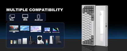 YUNZII AL68 Silver Aluminum Mechanical Gaming Keyboard, QMK/VIA Wireless Keyboard, Hot Swap Gasket Custom Keyboard with Knob