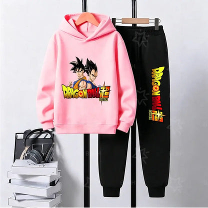 Produit gaming premium Fraquane, Dragon Ball Super Son Goku Printed Hooded Sweatshirt Suit Casual Loose Anime Streetwear Hoodie Pants 2 Piece Set for Men Boys