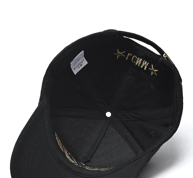 InlnDtor Embroidery high top European and American style wide brim baseball cap casual big head circumference men's cap