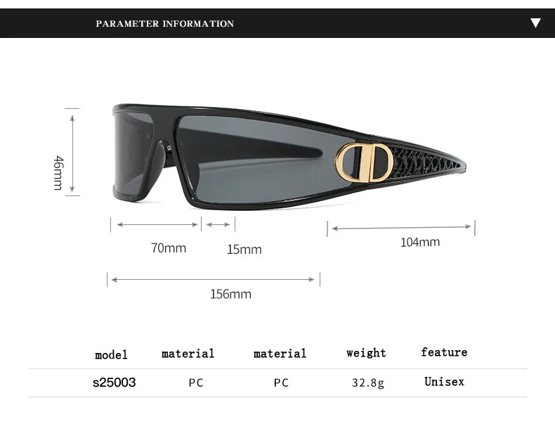 2pcs Luxury Headband Sunglasses Internet Celebrity Personalized Street Photography Concave Styling Outdoor UV Resistant Glasses