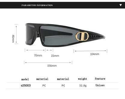 2pcs Luxury Headband Sunglasses Internet Celebrity Personalized Street Photography Concave Styling Outdoor UV Resistant Glasses