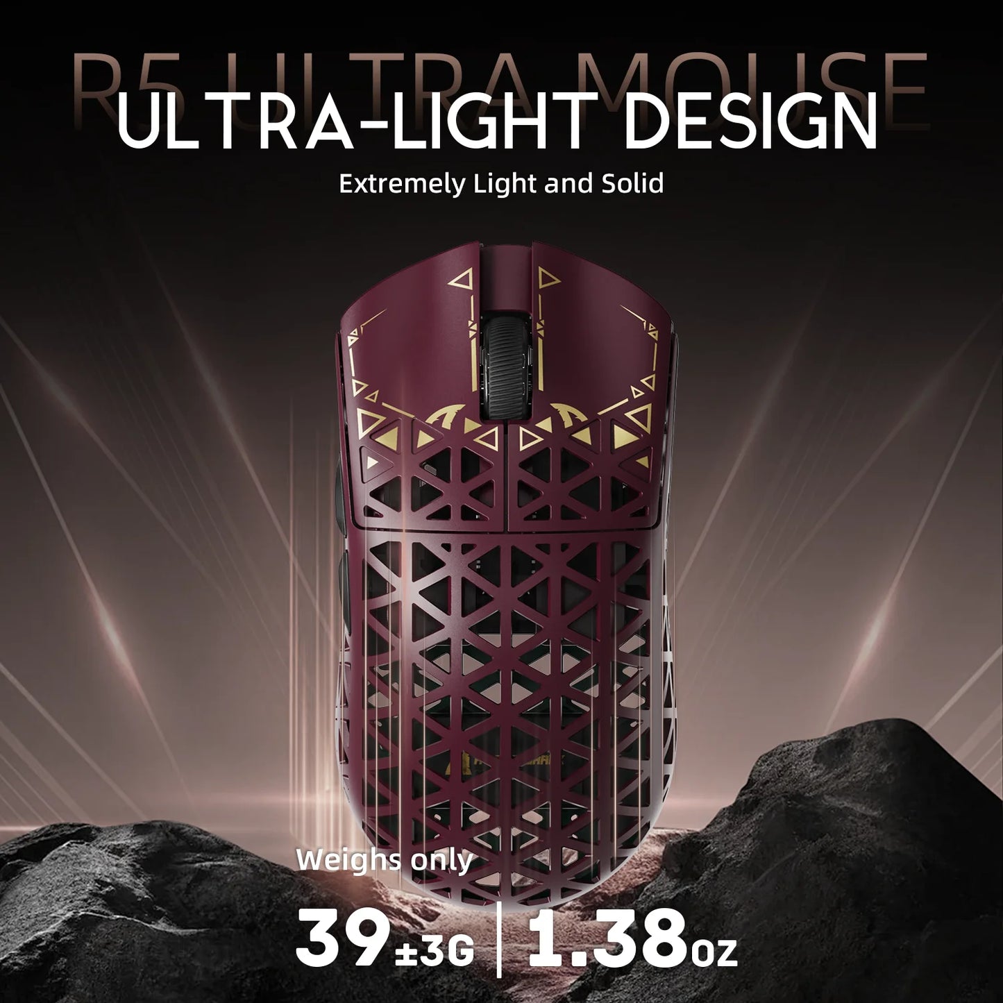 ATTACK SHARK R5 Ultra Carbon Fiber brezžična gaming miška, gaming senzor PixArt PAW3950MAX, 42000DPI, 8000Hz, MCU Nordic 52840