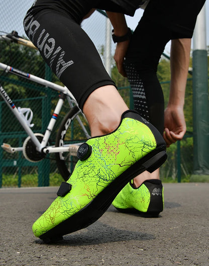 Zapatillas de ciclismo nuevas para hombre con cierre automático para carretera, montaña y exterior; zapatillas deportivas de ciclismo para mujer para spinning indoor