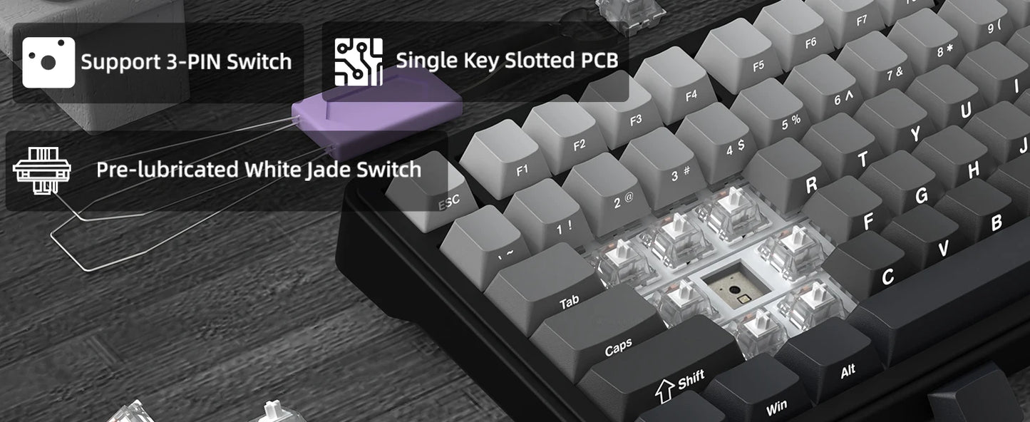 Teclado mecánico ATTACK SHARK X85 Tri-mode Gasket 75% con perilla CNC, acolchado de 5 capas, hot-swappable, retroiluminación RGB y NKRO