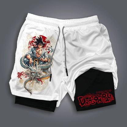 2026 Summer Dragon Ball Z Ultra Instinct Goku&Shenron Print Shorts Men's Breathable Double Layer Gym Workout Shorts Casual