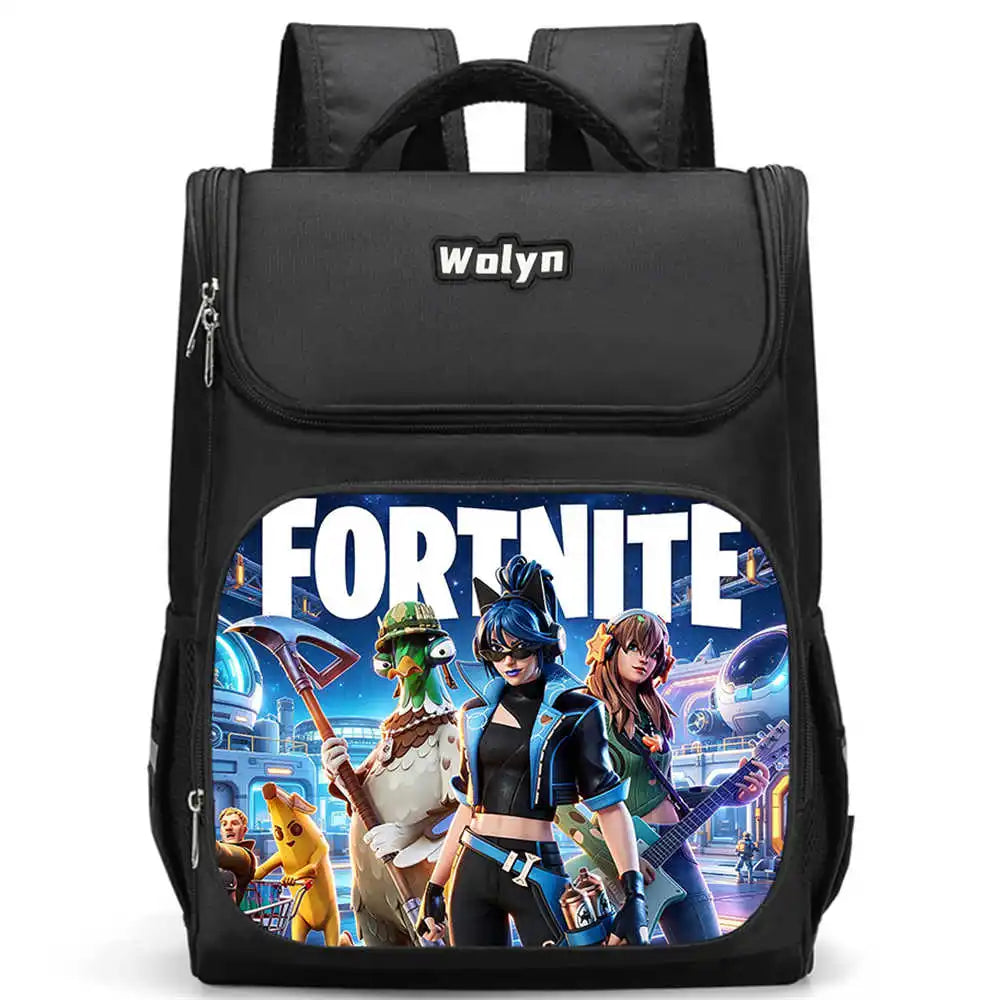 School Backpack With Multi Compartment ,Large Cartoon Fortnite School Bags For Boys & Girls,Durable Child Backpack For Aged 5-10