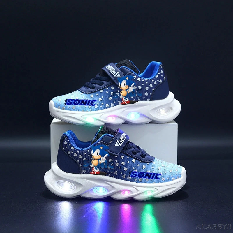 Sonic Sport Shoes Spring Luminous Fashion Breathable Net Shoes LED Sneakers with Light Running Shoes