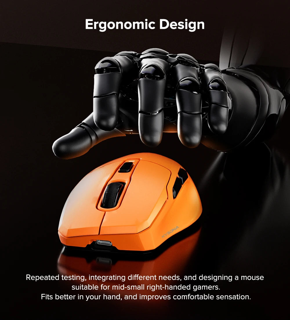 KYSONA Uranus PRO Wireless Gaming Mouse Ergonomic Mouse PAW3395 54g 8KHz Polling Rate 26000DPI For Right Big Hand PC Gamer