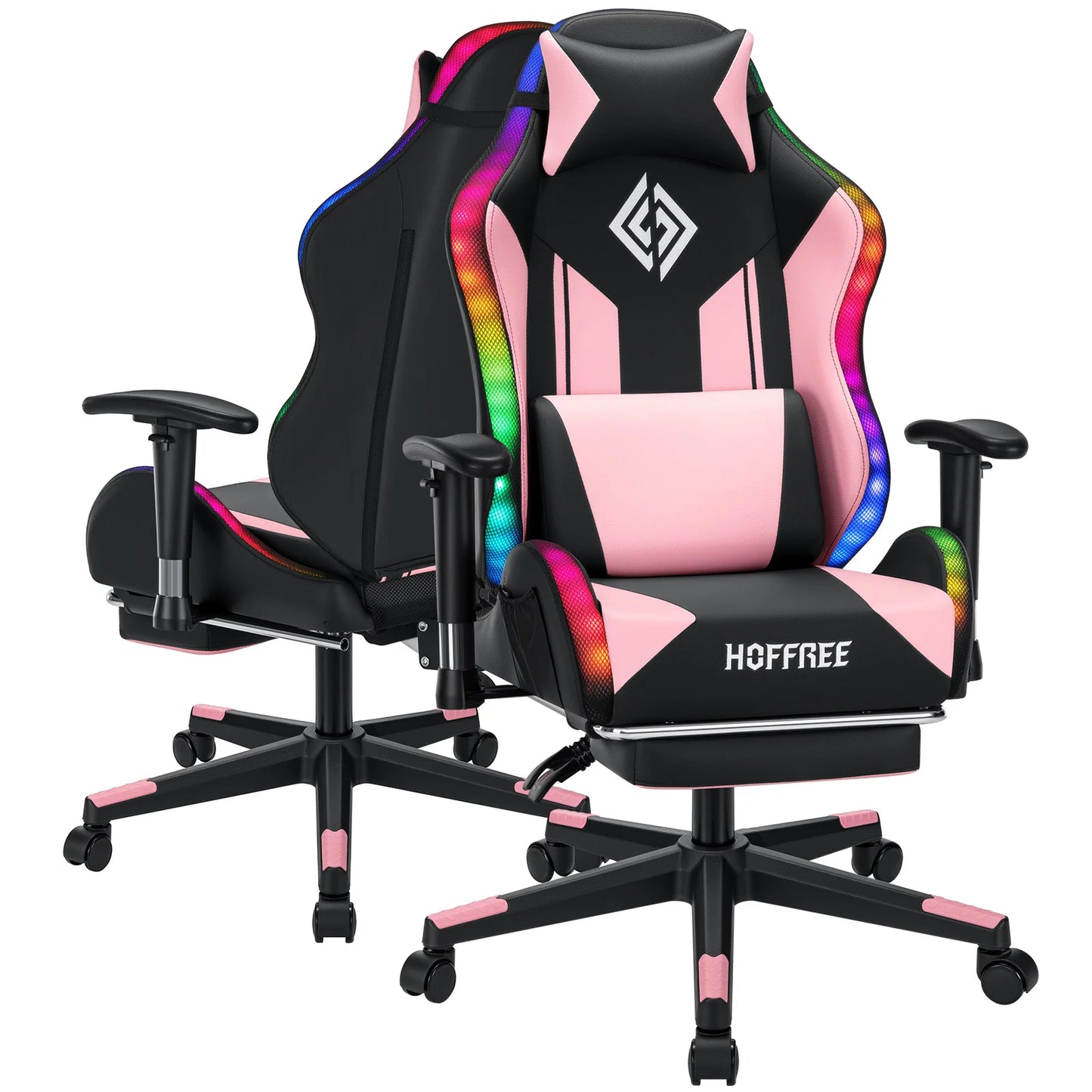 250Lbs LED Gaming Chair for Kids 8-15 Years, Adjustable Ergonomic Gamer Chair with RGB Lighting, Footrest & Lumbar Support