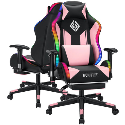 250Lbs LED Gaming Chair for Kids 8-15 Years, Adjustable Ergonomic Gamer Chair with RGB Lighting, Footrest & Lumbar Support