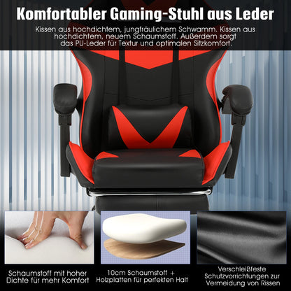 Ergonomic Gaming Chair Racing Chef Armchair Height Adjustable Office Chair Computer Chair with Armrests Headrests Up to 150KG