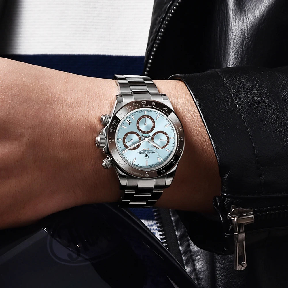 Pánske hodinky PAGANI DESIGN – Model s farebnými ciferníkmi, luxusné náramkové hodinky s kremeňovým strojčekom, chronograf vybavený strojčekom